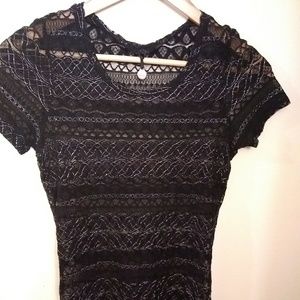 BKE Boutique Cute Black W sliver stripes